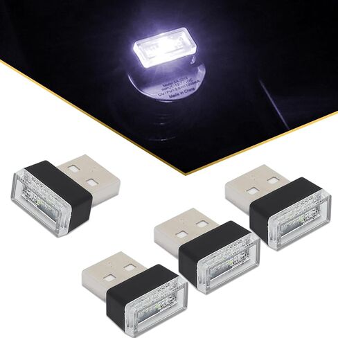 Pack-4 Car Led Lights, USB Ambient Lights, 0.59" x 0.31" x 0.78" Light Bulbs, Automotive Decorative Lights, Night Lighting Kits, Universal for Most Cars, Trucks, SUVs (Red) in Saudi Arabia