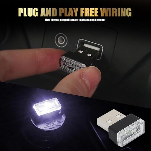 Pack-4 Car Led Lights, USB Ambient Lights, 0.59" x 0.31" x 0.78" Light Bulbs, Automotive Decorative Lights, Night Lighting Kits, Universal for Most Cars, Trucks, SUVs (Red) in Saudi Arabia