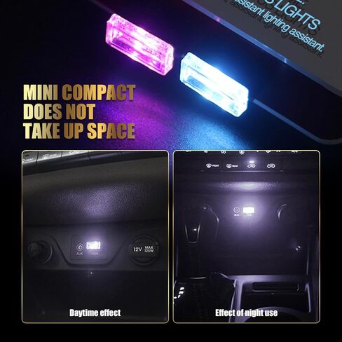 Pack-4 Car Led Lights, USB Ambient Lights, 0.59" x 0.31" x 0.78" Light Bulbs, Automotive Decorative Lights, Night Lighting Kits, Universal for Most Cars, Trucks, SUVs (Red) in Saudi Arabia