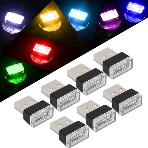 Pack-4 Car Led Lights, USB Ambient Lights, 0.59" x 0.31" x 0.78" Light Bulbs, Automotive Decorative Lights, Night Lighting Kits, Universal for Most Cars, Trucks, SUVs (Red) in Saudi Arabia