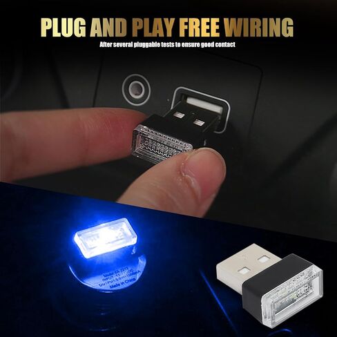 Pack-4 Car Led Lights, USB Ambient Lights, 0.59" x 0.31" x 0.78" Light Bulbs, Automotive Decorative Lights, Night Lighting Kits, Universal for Most Cars, Trucks, SUVs (Red) in Saudi Arabia