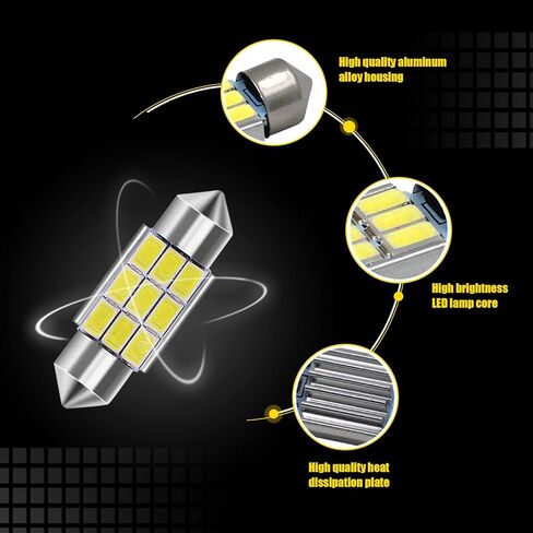 4 PCS 36 mm LED Car Bulbs, Canbus Error Free 9SMD 5630 Chipsets LED Bulbs, Super Bright White LED Car Bulbs Fit for Interior Map Door Dome lights in Saudi Arabia