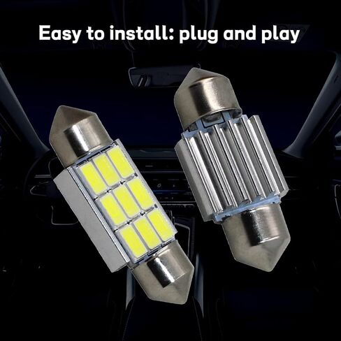 4 PCS 36 mm LED Car Bulbs, Canbus Error Free 9SMD 5630 Chipsets LED Bulbs, Super Bright White LED Car Bulbs Fit for Interior Map Door Dome lights in Saudi Arabia