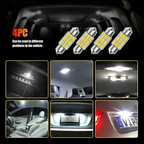 4 PCS 36 mm LED Car Bulbs, Canbus Error Free 9SMD 5630 Chipsets LED Bulbs, Super Bright White LED Car Bulbs Fit for Interior Map Door Dome lights in Saudi Arabia
