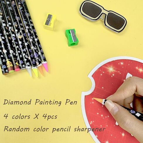 18PCS Diamond Painting Pencils, BOJUEGZI Rhinestone Picker Wax Pencils for Diamond Painting Nail Art Rhinestone Dotting Gem Picker Pencil Tool Self Adhesive Point with Pencil Sharpener, 4Colors in Saudi Arabia