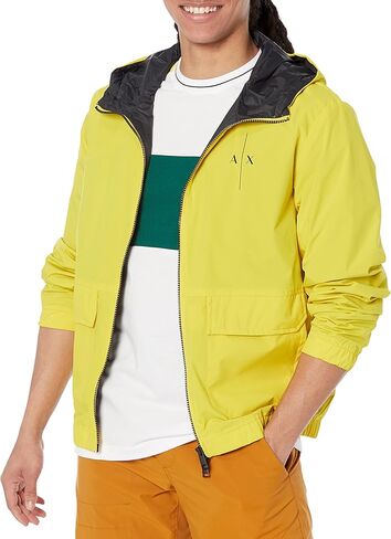A｜X ARMANI EXCHANGE Men's Recycled Nylon Embossed Logo Hooded Jacket in Saudi Arabia