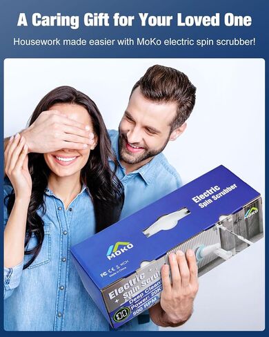 MoKo Electric Spin Scrubber, 490RPM Cordless Shower Scrubber with 9 Replaceable Brush Heads and Adjustable Extension Long Handle,Electric Scrubber for Cleaning Bathroom Tub Grout Floor Wall Sink Tile in Saudi Arabia