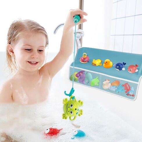Bathtub Splash Guard for Tub Kids, 22" Shower Water Guard Play Shelf, Baby Bath Toy Storage and Organizer, 8 Suction Cups Attach to Bath Tub, Light Blue in Saudi Arabia