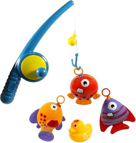 PowerTRC Baby Bath Toy Fishing Set | Hook and Reel Fishing Toy Bathtub, Pool Playset with a Fishing Rod, 3 Fishes & a Ducky for Kids Ages 3+ in Saudi Arabia