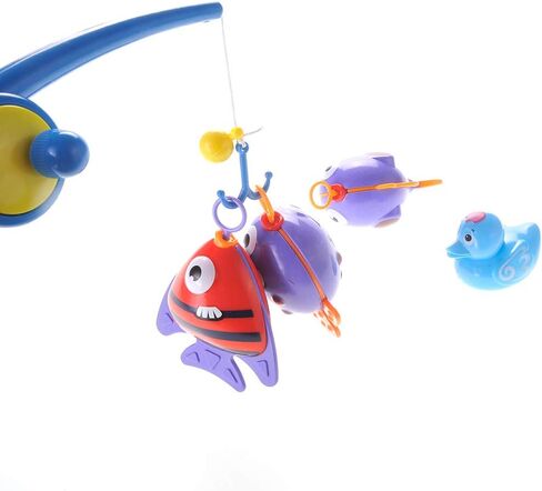 PowerTRC Baby Bath Toy Fishing Set | Hook and Reel Fishing Toy Bathtub, Pool Playset with a Fishing Rod, 3 Fishes & a Ducky for Kids Ages 3+ in Saudi Arabia