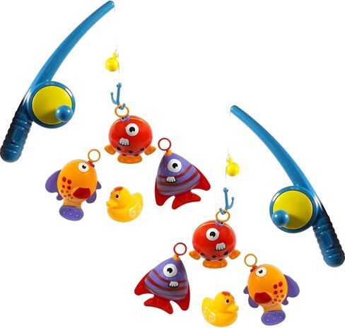 PowerTRC Baby Bath Toy Fishing Set | Hook and Reel Fishing Toy Bathtub, Pool Playset with a Fishing Rod, 3 Fishes & a Ducky for Kids Ages 3+ in Saudi Arabia