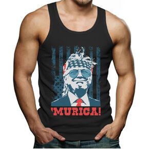 Trump Tank Top Men Team Murica American Flag MAGA Memorial Day USA Merica 4th of July Mens Patriotic Tops XX-Large Black