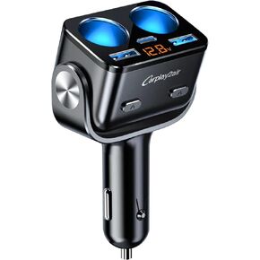 مقبس ولاعة السجائر مع 12 فولت/24 فولت مزدوج من النوع C & QC 3.0 مفتاح منفصل للشحن السريع، محول مقسم ولاعة السجائر بمقبسين، محول شاحن سيارة LED لعرض الجهد الكهربي in Kuwait