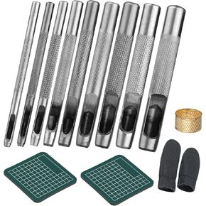 ثقب جلدي (2.5-10 ملم)، مجموعة ثقب مجوفة من الفولاذ المقاوم للصدأ عالية التحمل مع حصيرة قطع لسوار الساعة، الحزام، سوار المعصم، صناعة الجلود بنفسك in Kuwait