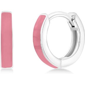 Colorful Enamel Hoop Huggie Earrings for Women in Sterling Silver - Fine Enamel Jewelry for Women