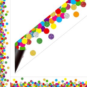 27 Feet Magnetic Border, 19 Sheet Confetti Bulletin Board Border Colorful Whiteboard Blackboard and Metal Surface Decoration for School, Office & Home Use, Easy to Install and Reusable (17" x 1.5")