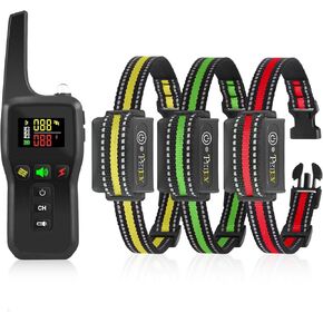 PetJoy Automatic Bark Collar for 3 Dogs, Shock Collar with Remote and Auto Modes, Auto Bark and Training Collar Combo, Shock Collar with Auto Mode (Level 1-5) - Remote 3300 Ft