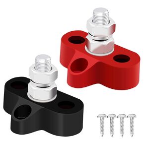 5/16" (M8) 12V 200A Bus Bar Marine Single Stud Power Distribution Block Insulated Battery Post Junction Block Positive& Negative Busbar for Car and Boat Q-O-095-M8