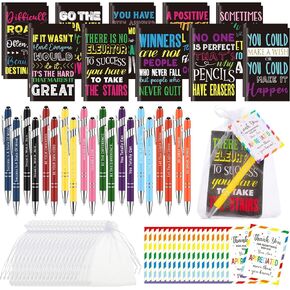 Sabary 20 Set Inspirational Gifts Including 20 Inspirational Notepads 20 Metal Inspirational Pens 20 Appreciation Cards Motivational Pocket Notebooks for School Office Teacher Employee Coworker