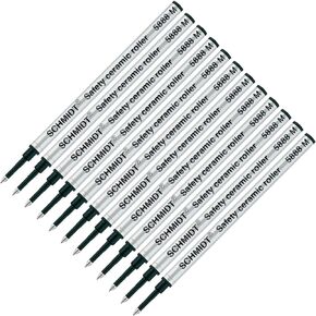 SCHMIDT 12 Pack 5888 Black Medium Rollerball Metal Refill