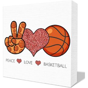 Wood Box Decorative Sign - Funny Peace Love Cheerleading Sign - Birthday Gifts for Friend - Rustic White Wood Block Plaque Box Sign for Office Desk Decor, Home Desk Decor Plaque