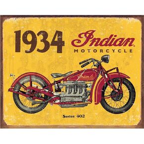 Desperate Enterprises Indian Motorcycle Flag Tin Sign - Nostalgic Vintage Metal Wall Décor - Made in USA