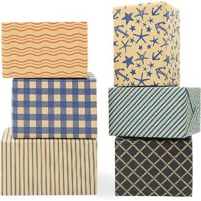 Gift Wrapping Paper for Men Male Father Teacher, Navy Blue Black and Red Print with Cut Lines on Reverse for Birthday Holidays Father's Day Baby Shower Wedding Valentines, 6 Sheets Recycled Kraft Paper for Gift Wrap
