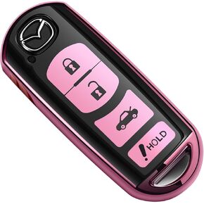 غطاء مفتاح Fob لمازدا، حافظة مفتاح Fob لمازدا 3 6 8 Miata MX-5 CX-3 CX-5 CX-7 CX-9 4 أزرار قسط لينة TPU غطاء كامل حماية ذكية عن بعد بدون مفتاح مفتاح Fob Shell، فضي in Kuwait