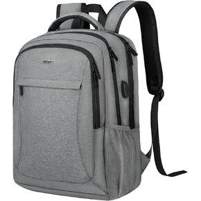 Voova Travel Laptop Backpack, Business Work Laptop Backpack for Women & Men with USB Charging Port, Waterproof Slim Durable College Computer Bag Fits 15.6 Inch Laptops and Notebook, Black