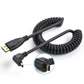 RIIPOO Micro HDMI to HDMI Coiled Cable - HDMI Male to Micro HDMI Male Cord, 4K 60Hz, 1080P, 3D, Audio Return for GoPro Hero 7, Raspberry Pi 4 (Down)