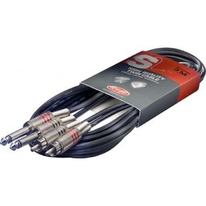 Stagg STC3CMXM Male XLR to Male RCA Twin Cable, Black - 10ft.