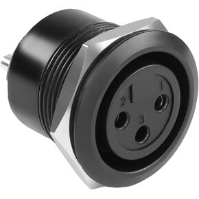 QIANRENON XLR Threaded Fixed Mount Adapter 3Pin XLR Female to Solder Terminal Round Connector XLR Soldered Audio Mount Jack, for Microphone Audio/Lighting (DMX) Devices, Black