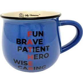 Full Color FATHER Acronym Large Body Coffee Mug for Dad 12 oz from Silly Obsessions- Ceramic Porcelain White Tea and Coffee Cup, Father's Day Gifts for Dad or Birthday or veteran