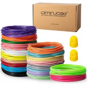 AMINUO 3D Pen Filament Refills, 20 Vibrant Colors, 16.40 Feet (5 Meters) Each, Total 328.08 Feet (100 Meters), 1.75mm, Pack with 2 Finger Caps, Not Compatible with 3Doodler Pen in Saudi Arabia