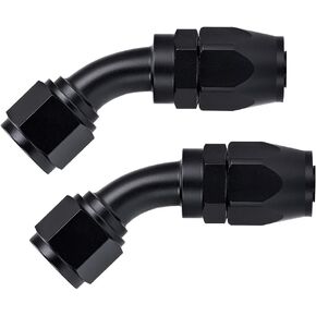 Universal 8AN Straight Swivel Hose End Fitting For Nylon Braided Fuel Line Oil Fuel Cooler Kits Hose Adaptor Anodized Aluminum Alloy Black 2 Pack