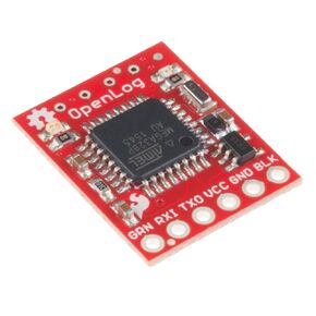 SparkFun OpenLog Open-source data logger works over a simple serial connection Supports microSD FAT16/32 cards up to 32GB Configurable baud rates up to 115200bps Preprogrammed ATmega328 and bootloader