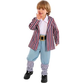 Kids Oompa Costume Tops Straps Pants Stockings Chocolate Stripe Worker Uniform Set Halloween Cosplay Outfits