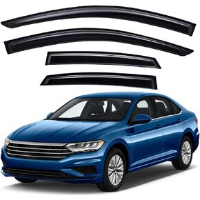 Lightronic WV94767 Outside-Mount Side Window Deflectors & Visors Rain Guards, Dark Smoke, 4-Pieces Set, Fits 2019-2024 Volkswagen Jetta