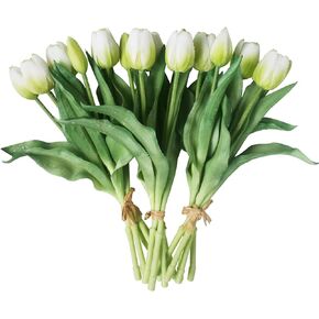 15pcs Artificial Tulips Flowers, Fake Tulips Real Touch, Faux Latex Tulips Bouquets, for Party Wedding Home Room Decoration (Pink)
