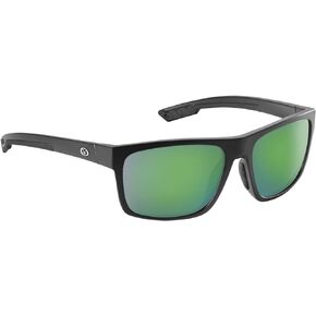 Flying Fisherman Offline Classic Polarized Sunglasses, Matte Black Frame/Amber-Green Mirror Lens, Medium/Large