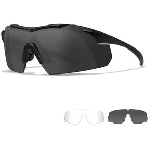 Wiley X Vapor Tactical Ballistic Shooting Sunglasses Matte Black Frame with Smoke Grey and Clear Lens Shields