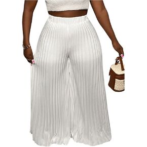 SOLY HUX Women's High Waist Pleated Palazzo Pants Wide Leg Loose Casual Long Trousers