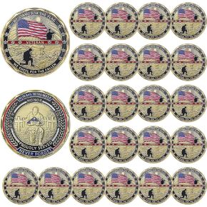 24 PCS US Military Challenge Coin Veteran Coin - Stand for The Flag, Kneel for The Fallen