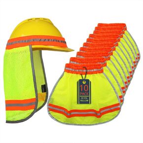 Evridwear High Visibility Neck Sun Shield with Reflective Stripe, UV Safety Hard Hat Shade
