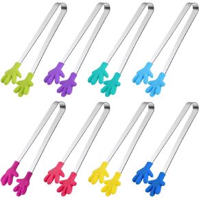 Shindel 12PCS Small Food Tongs, Mini Stainless Steel Tongs with Silicone Tips, for Cooking Grilling BBQ Buffet, 5 inch, 12 Colors