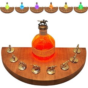Blantons Bourbon Stopper Display with 7 Colors Light, Halfmoon Shape Cork Stopper Display Shelf for Decoration, Christmas Birthday Halloween Gifts for Men