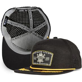 S A Performance Snapback Hat, Flat Bill Baseball Cap | Black | Pirate's Life