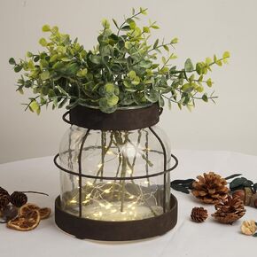 Vintage Glass Farmhouse Vase,Rustic Clear Vase,Modern Farmhouse Vase for Decorative Living Room Bedroom or Centerpieces Dining Table Art