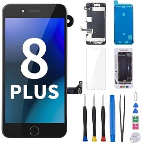 for iPhone 8 Plus Screen Replacement 5.5" Black Repair Kit with Home Button 8plus 3D Touch LCD Display Digitizer Full Assembly Front Camera Speaker Sensor Glass Fix Tools A1864 A1897 A1898