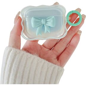 حافظة متوافقة مع AirPods 3 (2021) مصنوعة من مادة TPU الشفافة الناعمة مع تصميم قوس ملون ثلاثي الأبعاد لطيف وغطاء سلسلة مفاتيح مضاد للصدمات للفتيات والنساء لأجهزة Airpods 3-Pink